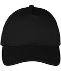 The Native Spirit 5 Panel Cap by Native Spirit is shown from the front on a white background. This plain black cap features a curved brim, structured front panel, and has no visible logos or designs.