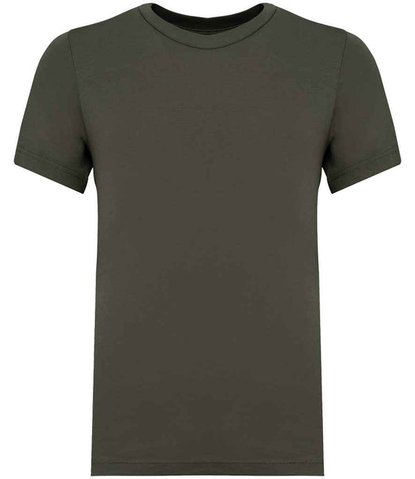 The Native Spirit Kids T-Shirt by Native Spirit is a soft, solid dark green, short-sleeved crew neck with a comfortable straight fit. It appears plain with no logos or designs and is displayed against a white background.
