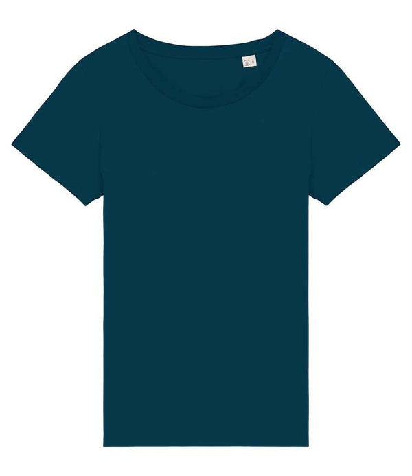 The Native Spirit Ladies T-Shirt by Native Spirit is a plain, short-sleeved, crew neck top in solid dark teal with a ribbed collar, shown laid flat on a white background.
