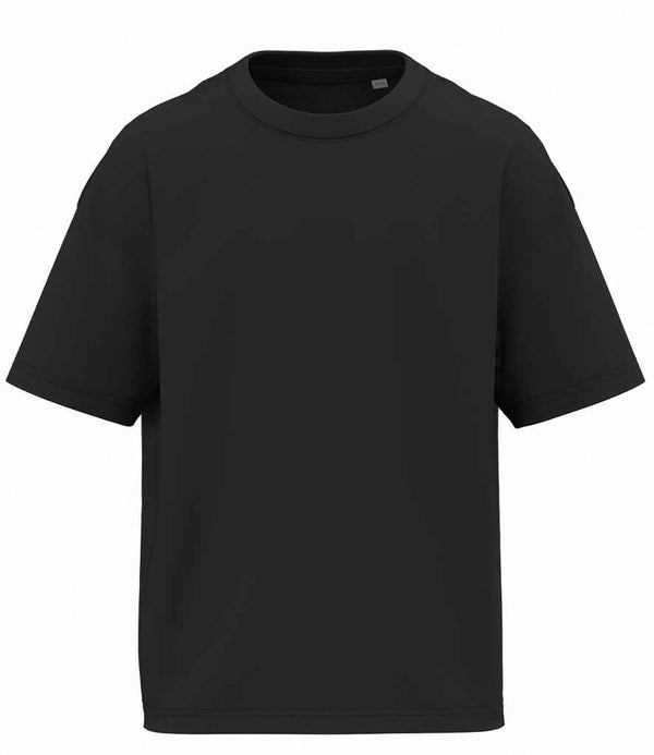 The Native Spirit Kids Oversized T-Shirt by Native Spirit is a plain black, short-sleeve crew neck with a ribbed collar and no visible designs, logos, or patterns, shown on a white background.