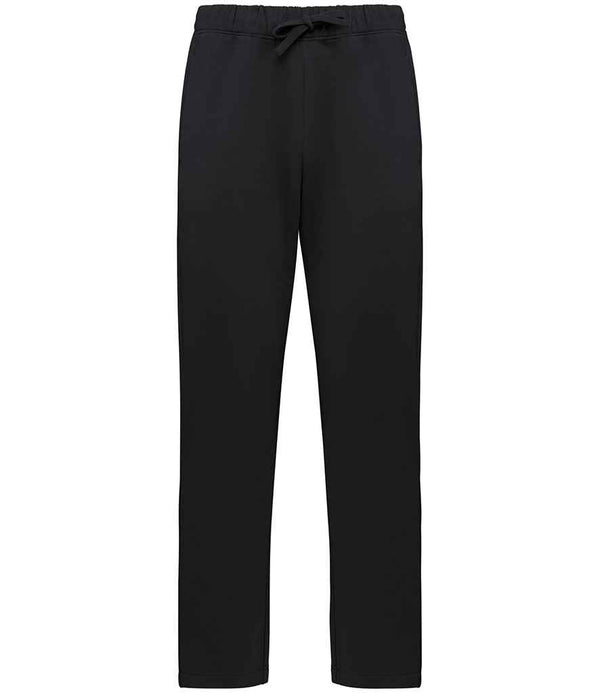 Native Spirit Unisex Loose Jogging Trousers by Native Spirit—plain black sweatpants made from soft brushed back fleece with an elasticated waistband and drawstring, shown against a white background.
