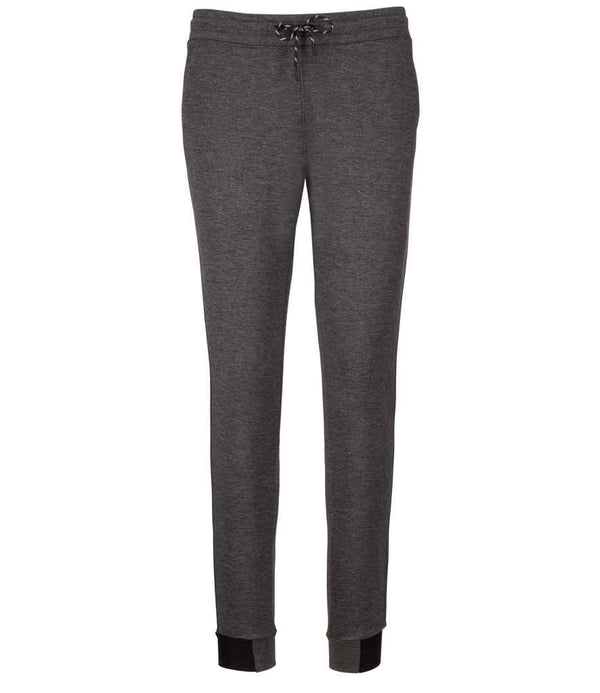 Proact Ladies Performance Trousers by Proact, featuring a slim fit, drawstring waist, and black ankle cuffs in dark gray, shown against a white background.