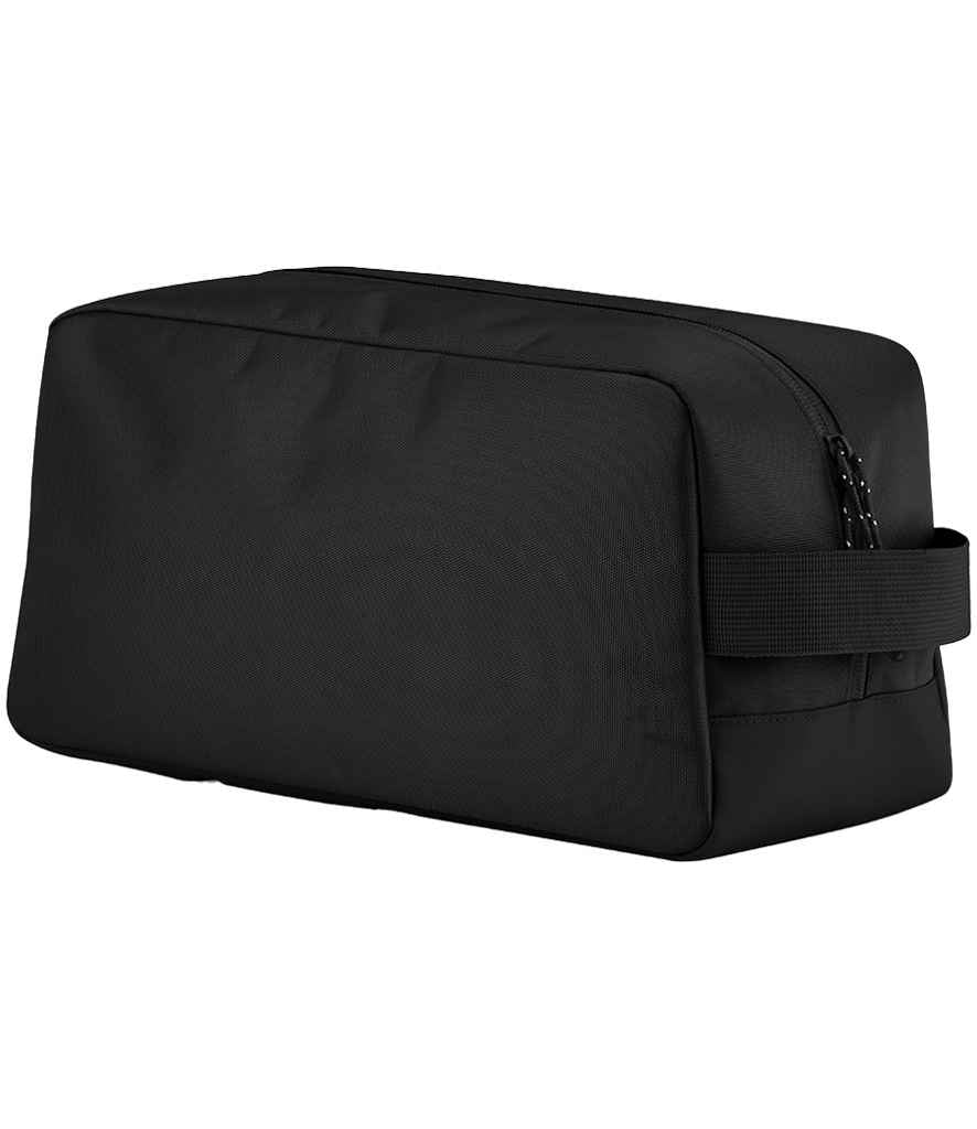The Quadra Multi-Sport Shoe Bag by Quadra is a black rectangular bag with a top zipper and a webbing carry handle on one side, displayed against a white background.