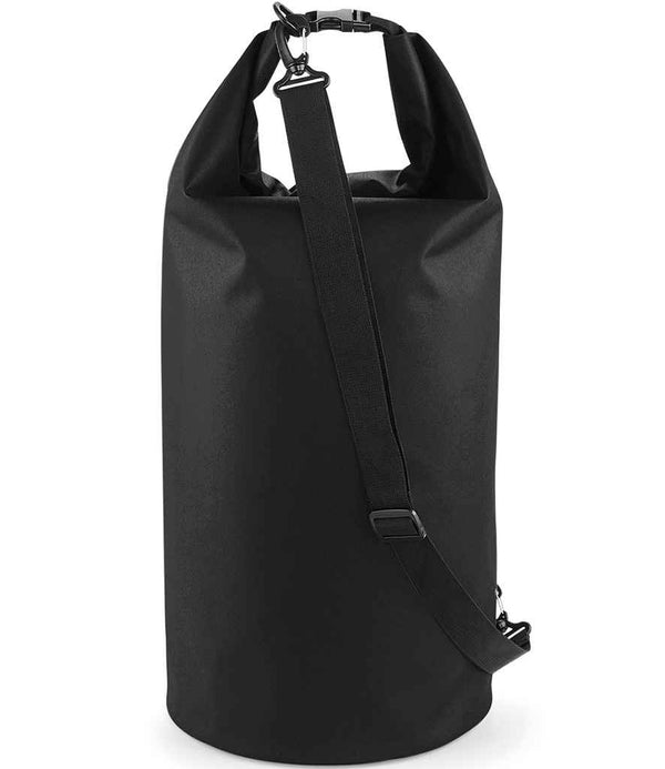 The Quadra SLX 40 Litre Waterproof Drytube by Quadra is a black cylindrical bag with a roll-top closure and adjustable shoulder strap, shown upright against a plain white background.