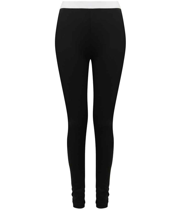 SF Clothing Ladies Fashion Leggings by SF Clothing, shown from the back on a plain white background, feature a fitted design, high waist, and jacquard waistband in black.