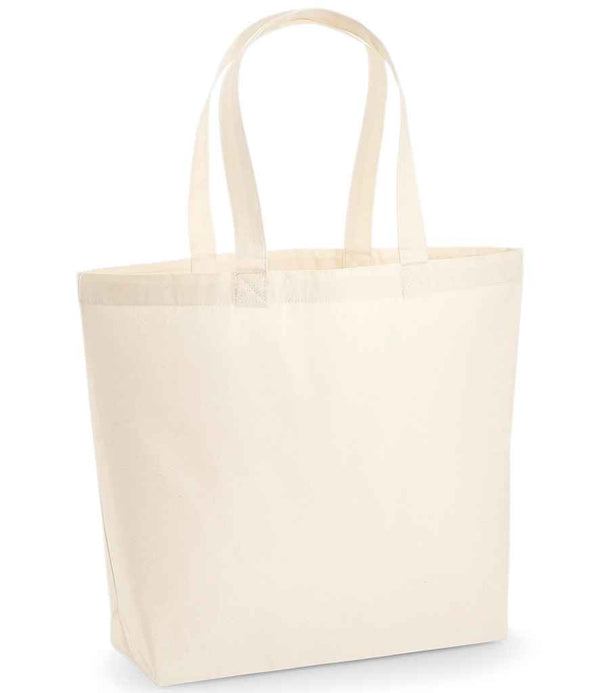 The Westford Mill Premium Cotton Maxi Tote Bag by Westford Mill is a plain, off-white canvas tote with two shoulder straps, a simple rectangular shape, 18L capacity, and no visible branding or decorations, shown upright against a white background.