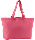 The Westford Mill EarthAware® Organic Twill Shopper by Westford Mill is a plain pink tote bag with two matching carry straps, a simple design, and a spacious 23-litre capacity, shown empty against a white background.
