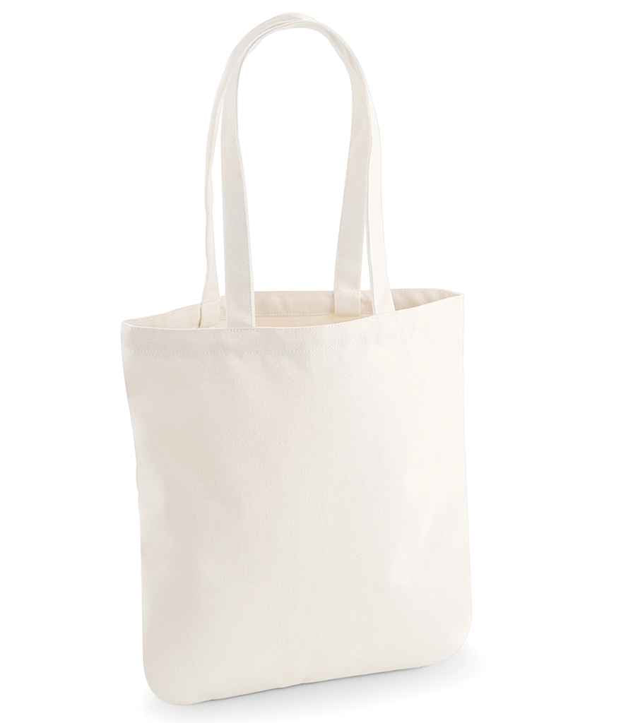 The Westford Mill EarthAware® Organic Spring Tote Bag is an off-white canvas tote with two long shoulder straps, made from heavyweight fabric. Featuring a plain design, it stands upright against a white background with no visible logos or patterns.