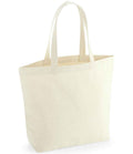 The Westford Mill Revive Recycled Maxi Tote Bag by Westford Mill is a cream canvas tote with a washed finish, two handles, and a simple, functional design. Unadorned and empty, it stands upright and holds up to 18 litres.
